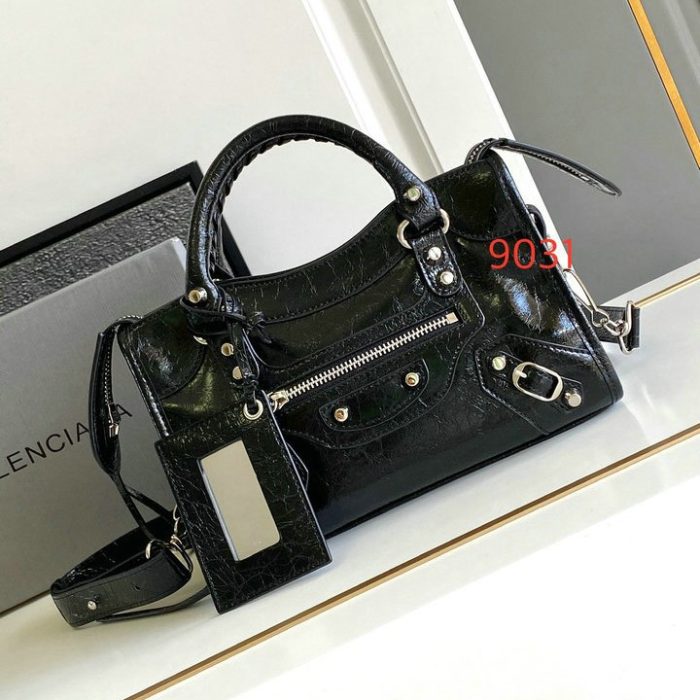 Balenciaga Black Leather Motocross Classic City Nano Bag