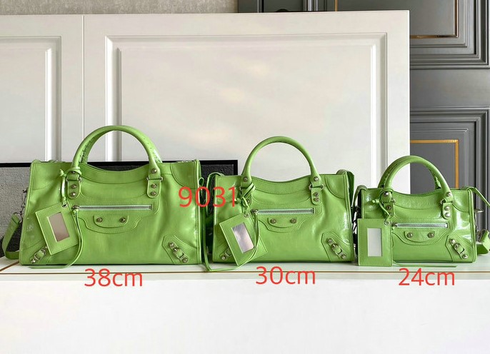 Balenciaga Le City lime green arena lambskin leather Bag