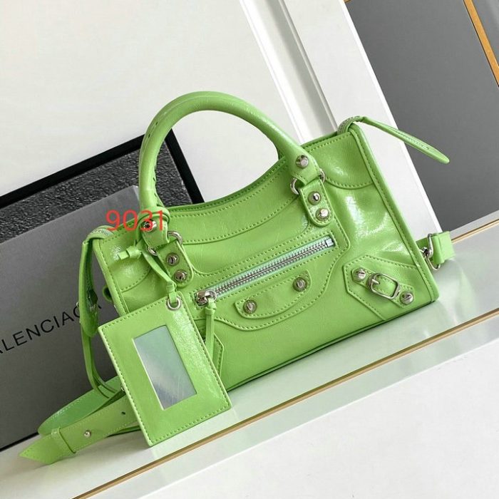 Balenciaga Le City lime green arena lambskin leather Bag