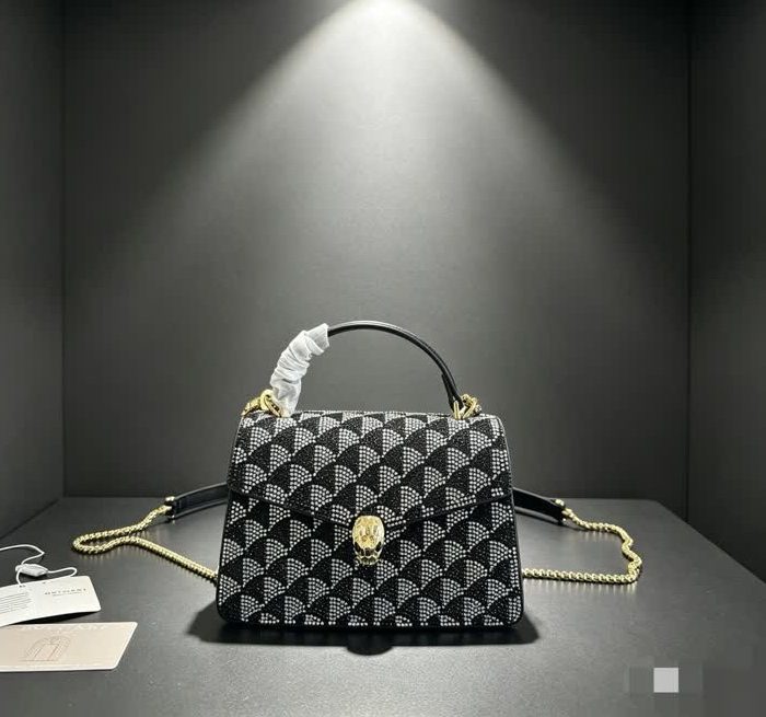 Bvlgari Serpenti Forever Mini embellished suede top-handle bag