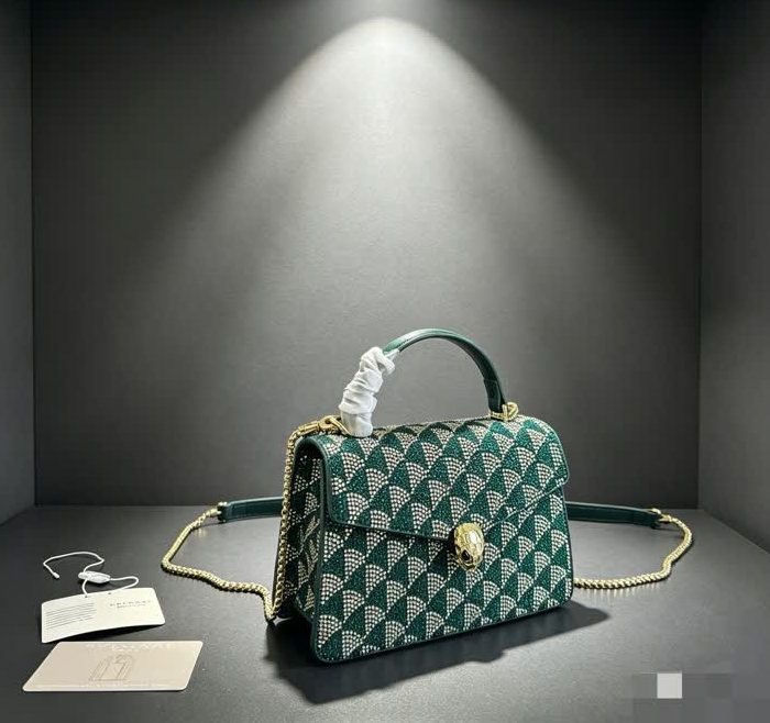 Bvlgari Serpenti Forever Mini embellished suede top-handle bag