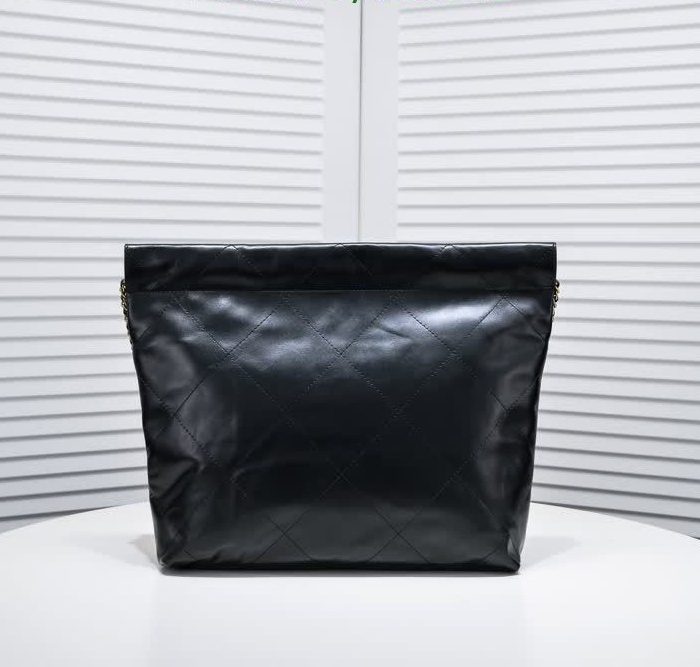 Chanel 22 Handbag Shiny Calfskin & Gold Tone Metal Black