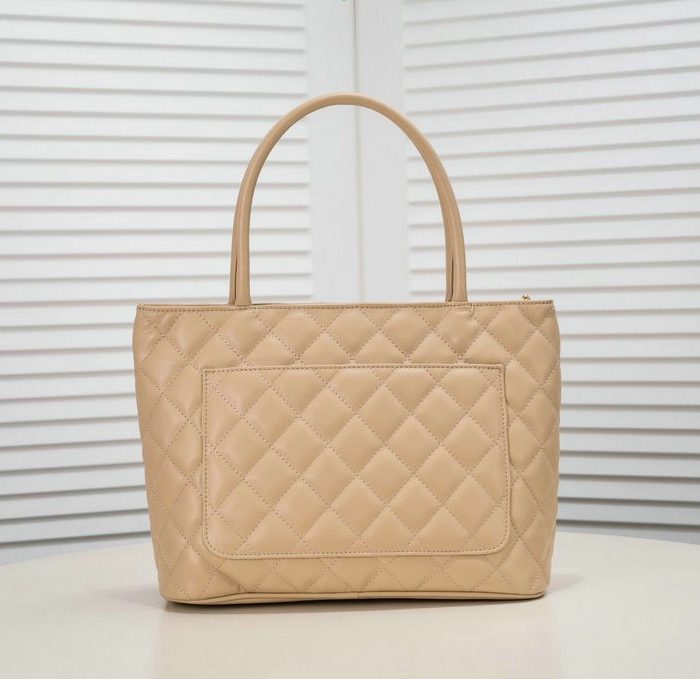Chanel Beige Caviar Quilted Medallion Tote Handbag