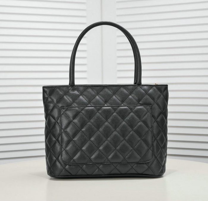 Chanel Black Caviar Medallion Tote Handbag