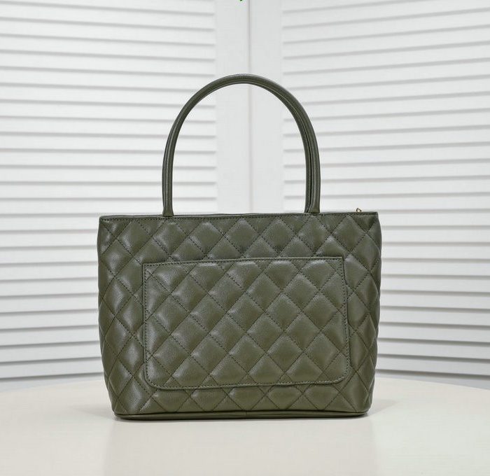 Chanel Green Caviar Skin Medallion Tote Handbag
