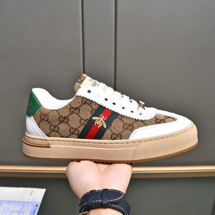 Gucci GG Supreme Web Stripe Canvas Sneakers – White