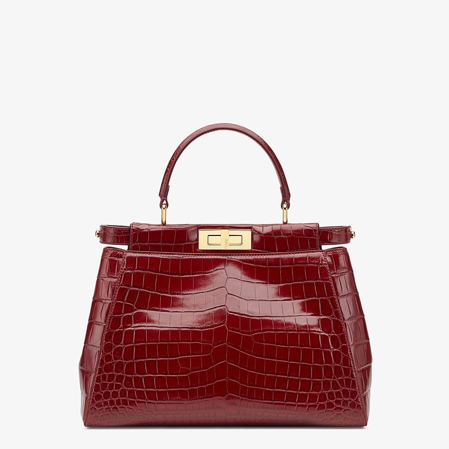 8BN2261DWF0J2H_01_large-grey.jpg Fendi Dark Red Crocodile Leather Bag - Image 1