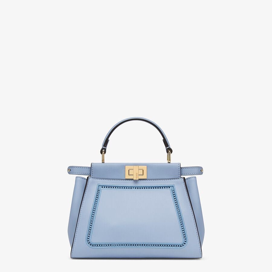 8BN244AAYPF1DZG_01_large-grey.jpg Fendi Peekaboo Embroidery Light Blue Mini Leather Bag - Image 1