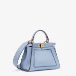 Fendi Peekaboo Embroidery Light Blue Mini Leather Bag - Image 2