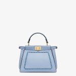 Fendi Peekaboo Embroidery Light Blue Mini Leather Bag - Image 3
