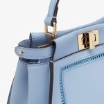 Fendi Peekaboo Embroidery Light Blue Mini Leather Bag - Image 5