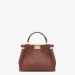 Fendi Peekaboo Selleria Brown Mini Leather Bag - Image 3