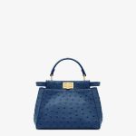 Fendi Peekaboo Red Ostrich Mini Leather Bag - Image 5