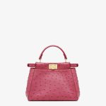 Fendi Peekaboo Red Ostrich Mini Leather Bag - Image 2