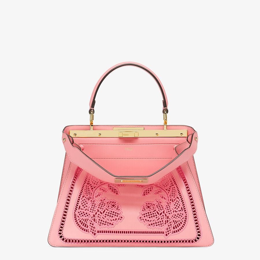 Fendi Peekaboo Pink Embroidered Leather Bag Fendi Peekaboo Pink Embroidered Leather Bag