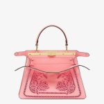 Fendi Peekaboo Pink Embroidered Leather Bag