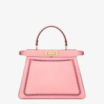 Fendi Peekaboo Pink Embroidered Leather Bag