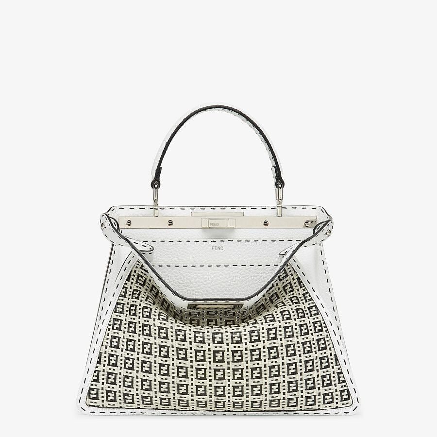 8BN321AF2YF0DVU_01_large-grey.jpg Fendi Peekaboo Braided Black White Leather Bag - Image 1