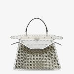 Fendi Peekaboo Braided Black White Leather Bag - Image 2