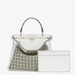 Fendi Peekaboo Braided Black White Leather Bag - Image 3