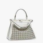 Fendi Peekaboo Braided Black White Leather Bag - Image 4
