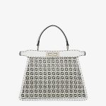 Fendi Peekaboo Braided Black White Leather Bag - Image 5