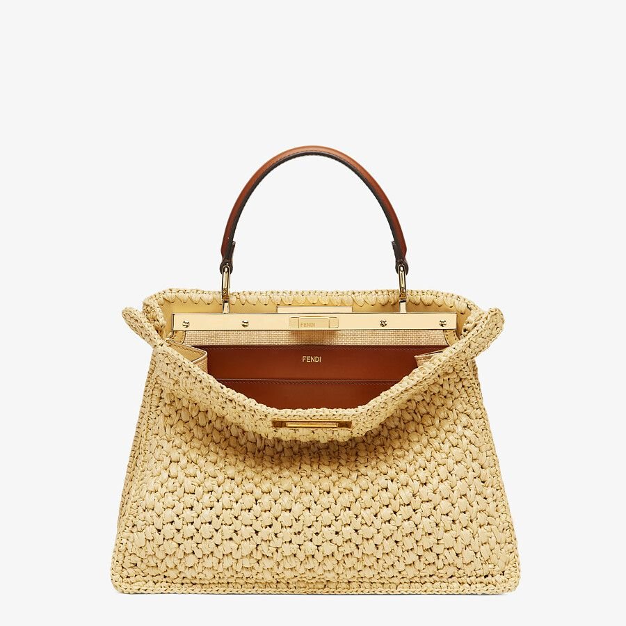 8BN321AFFTF1E9P_01_large-grey.jpg Fendi Peekaboo Straw Woven Medium Bag - Image 1