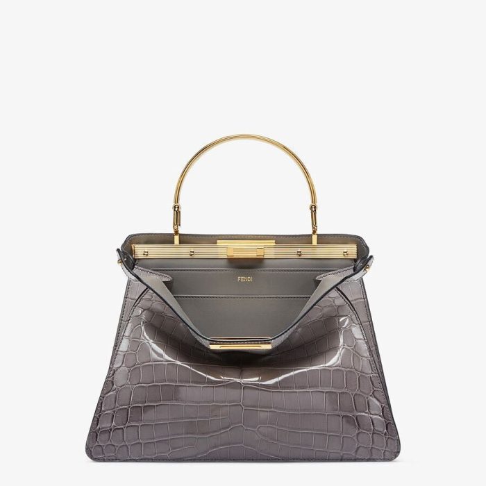 Fendi Peekaboo Gray Crocodile Leather Bag