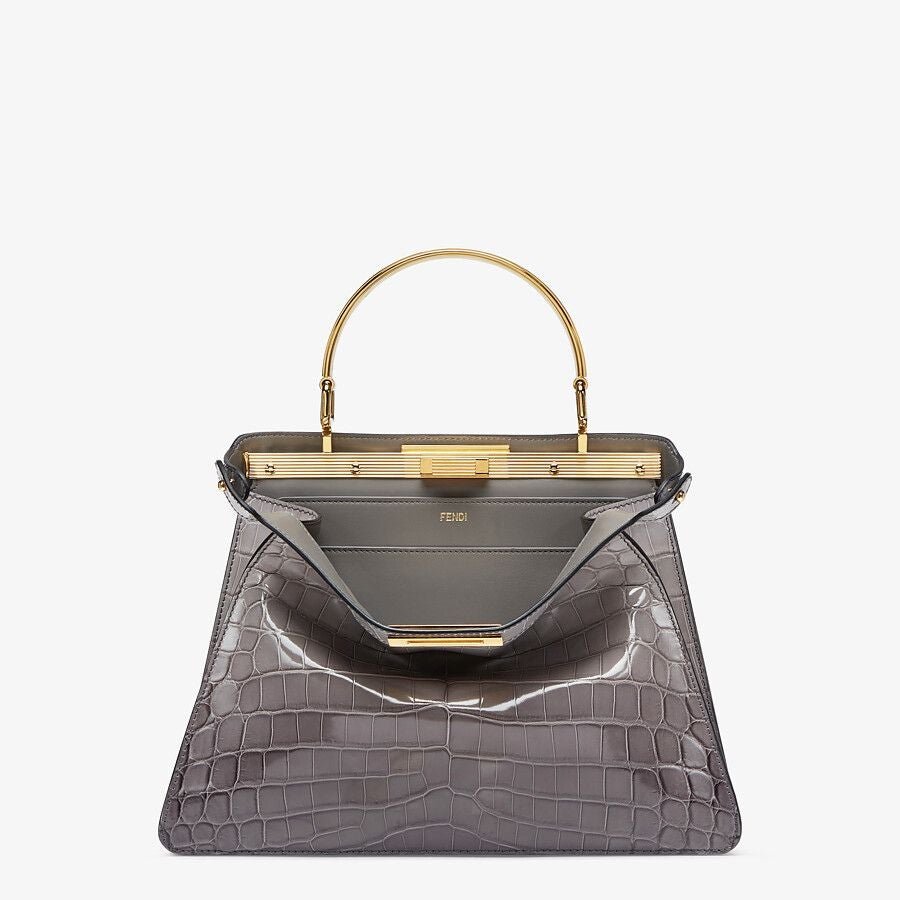 Fendi Peekaboo Gray Crocodile Leather Bag Fendi Peekaboo Gray Crocodile Leather Bag