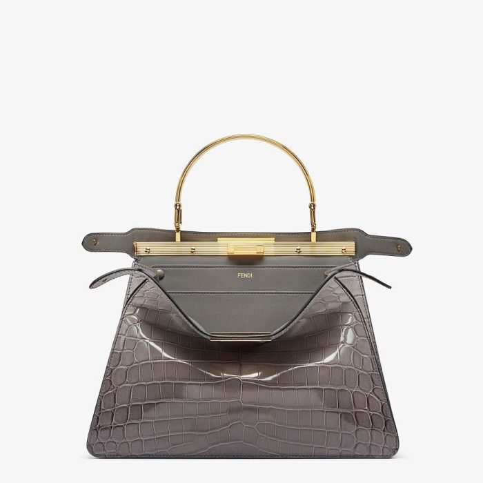 Fendi Peekaboo Gray Crocodile Leather Bag