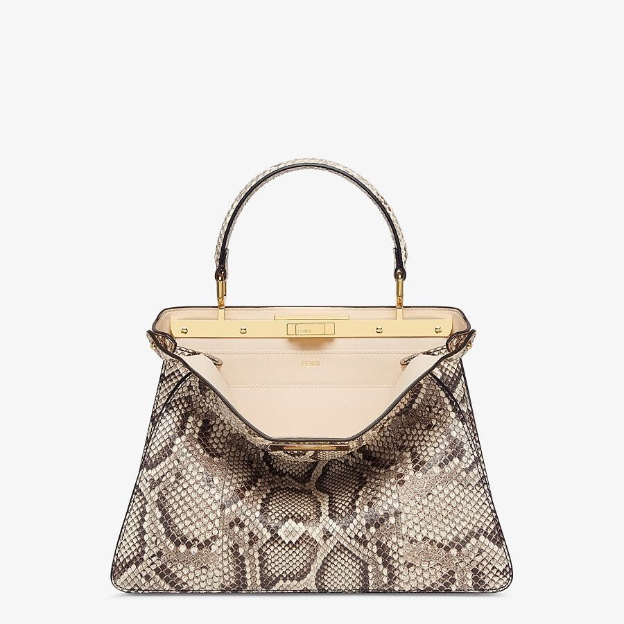 8BN321AHJ5F1F1U_01_large-grey_83d1cf90-b806-4d88-80fa-e929de9ece3d.jpg Fendi Peekaboo Python Medium Natural Leather Bag - Image 1