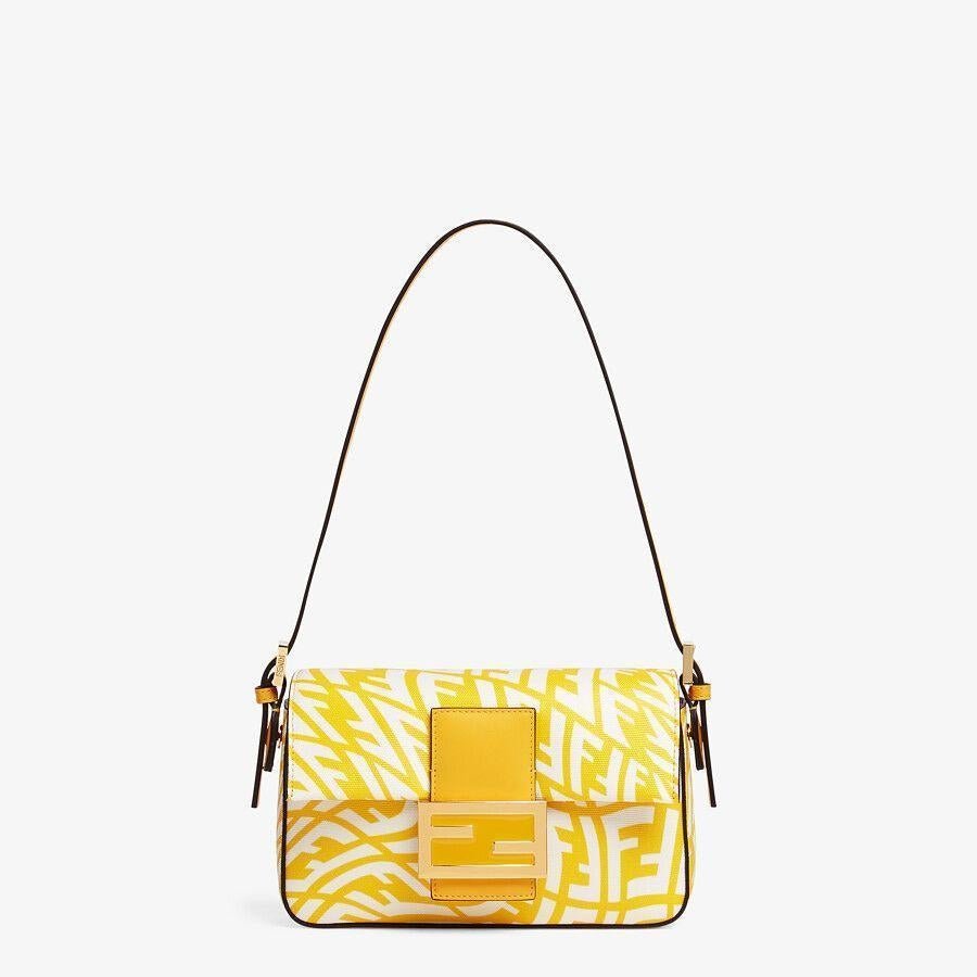 8BS049AFL1F1E8K_01_large-grey.jpg Fendi Baguette Vertigo Yellow Mini Canvas Bag - Image 1