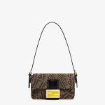 Fendi Vertigo Brown Jacquard Mini Baguette Bag