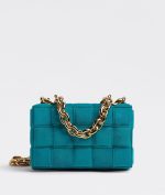 Bottega Veneta Chain Cassette Blaster Blue Suede Bag