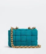 Bottega Veneta Chain Cassette Blaster Blue Suede Bag
