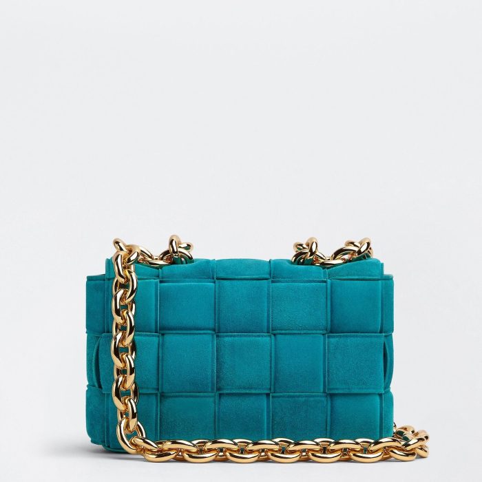 Bottega Veneta Chain Cassette Blaster Blue Suede Bag
