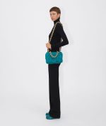 Bottega Veneta Chain Cassette Blaster Blue Suede Bag
