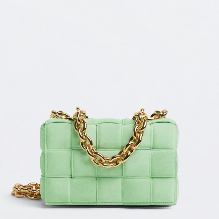 Bottega Veneta Women’s Chain Cassette Wasabi Suede Bag