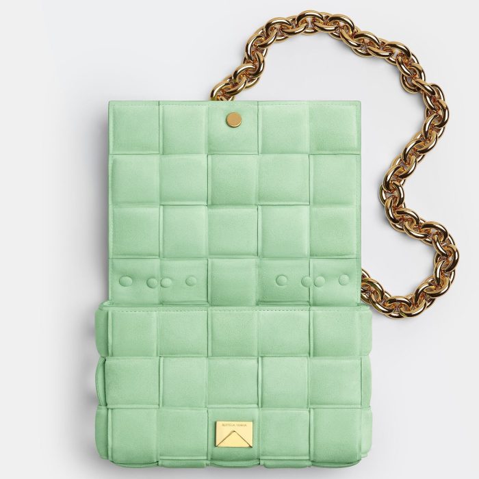 Bottega Veneta Women’s Chain Cassette Wasabi Suede Bag